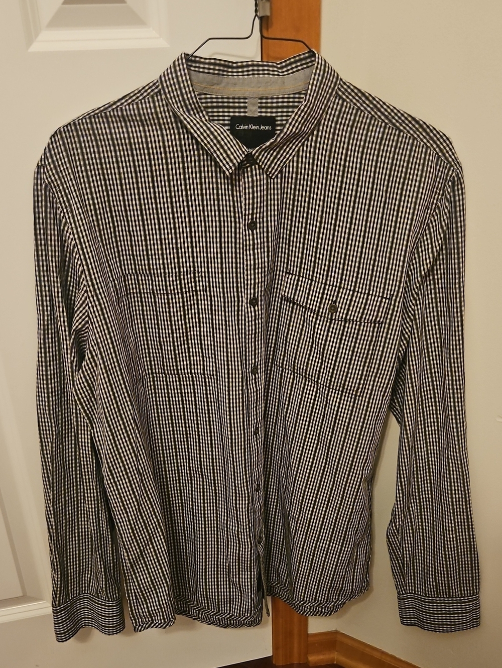 Calvin Klein Jeans Black and White Check Button-Down Shirt